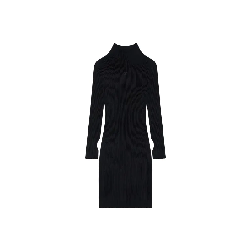 COURREGES Engineered Light Rib Mockneck Mini Dress-0