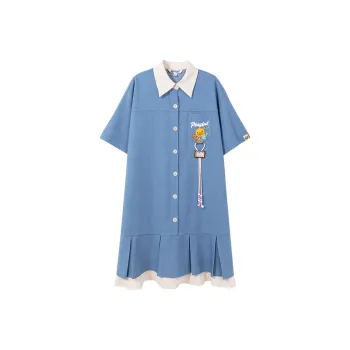 B.Duck Short Sleeved Dresses Women's Light Denim Blue