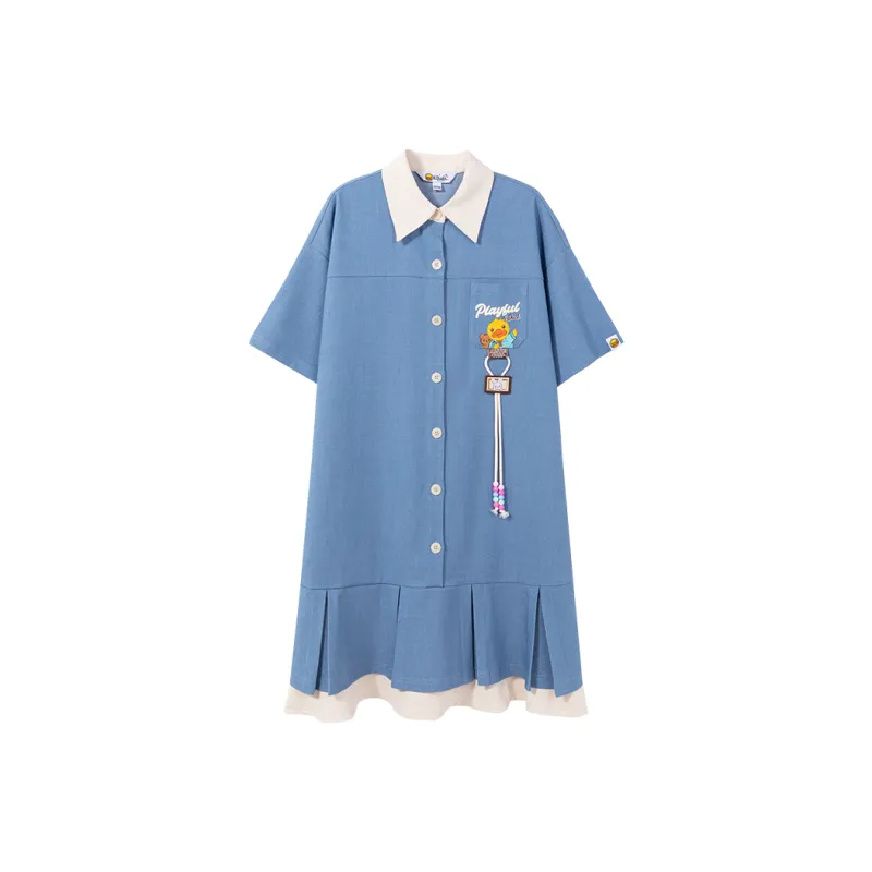 B.Duck Short Sleeved Dresses Women's Light Denim Blue-0