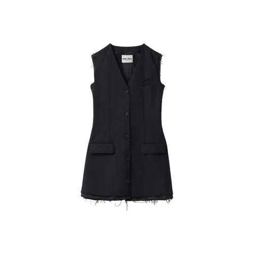 MIU MIU FW23 Sleeveless Dress Women's Marine Blue