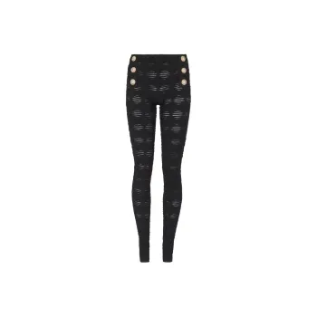 BALMAIN Mid Rise Open Knit Leggings