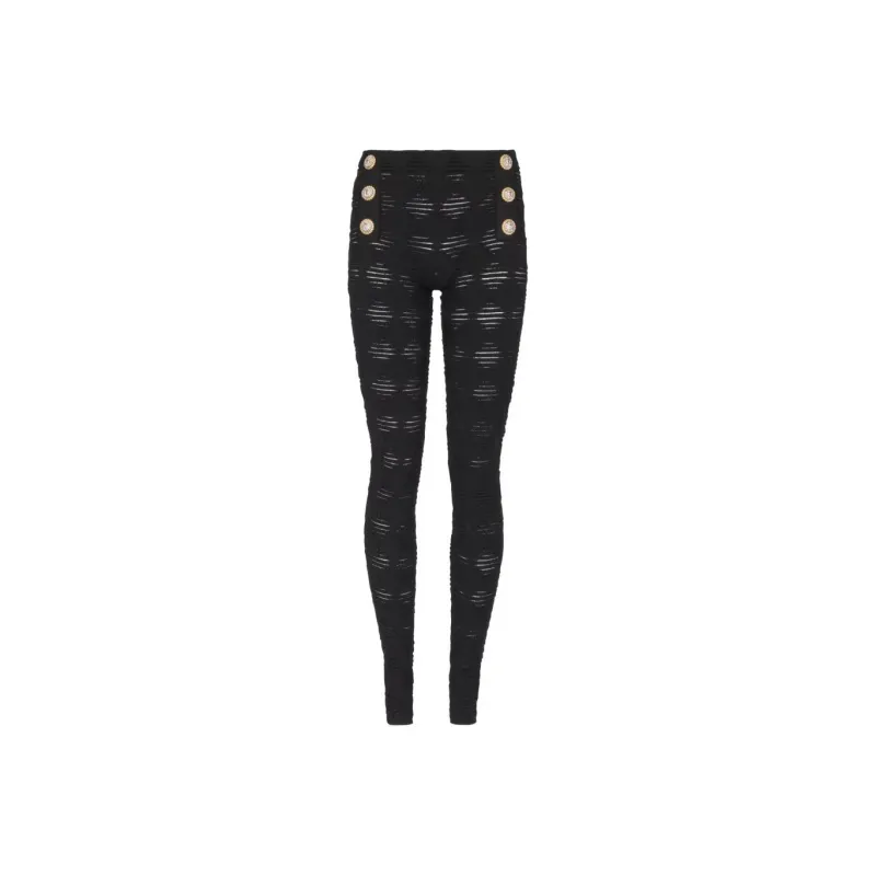 BALMAIN Mid Rise Open Knit Leggings-0