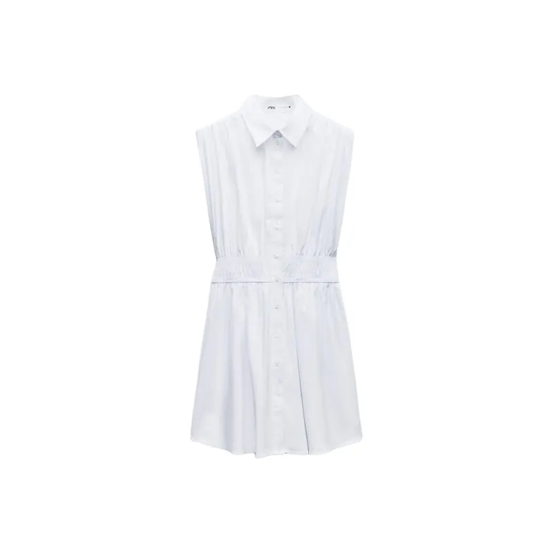 ZARA Sleeveless Dress Women's White-0
