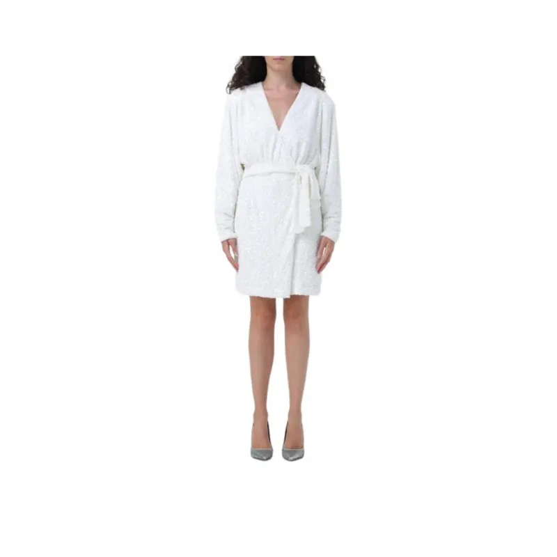 Rotate Sequin Embroidered Wrap Dress-0