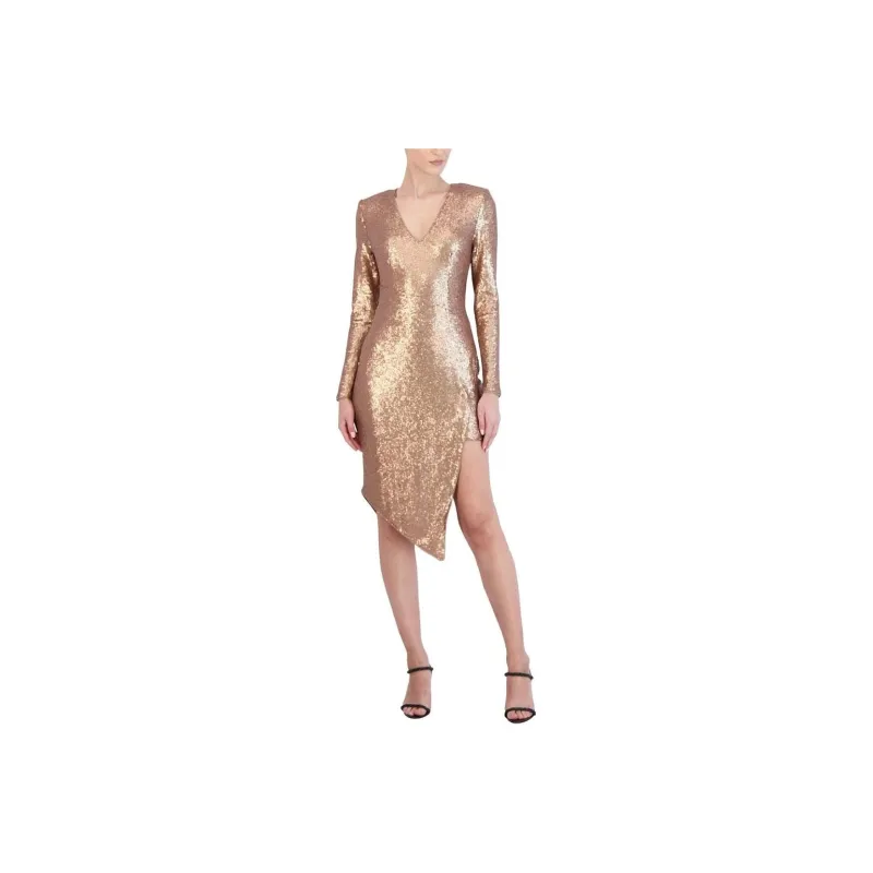 BCBGMAXAZRIA Long-Sleeved Dresses Women's Gold-0