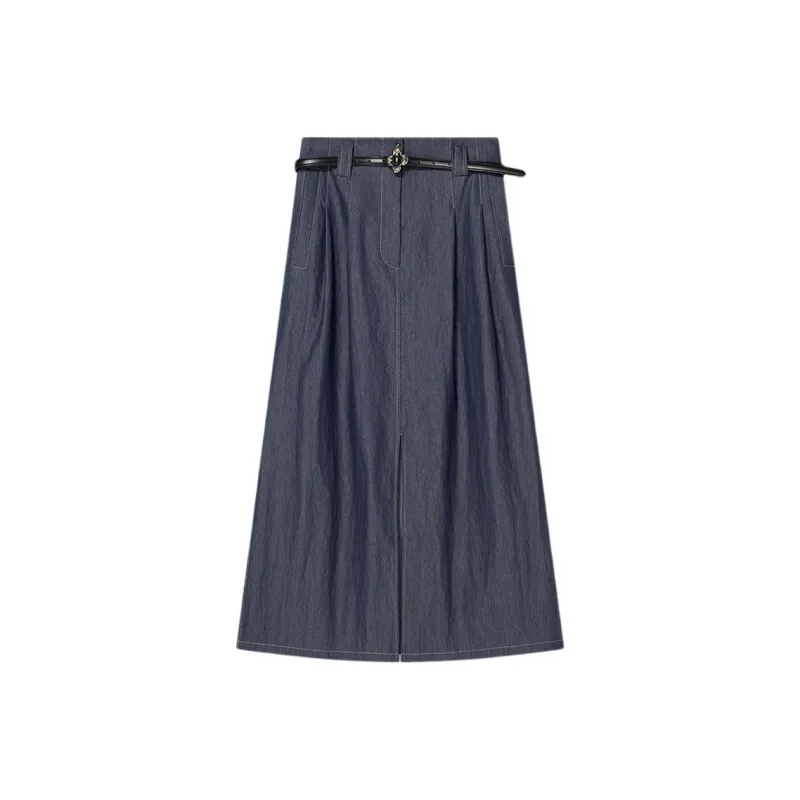 Goodland Denim Long Skirts Women's Navy Blue-0