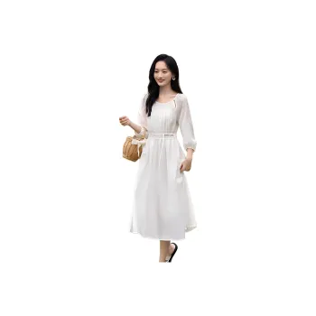 Mo Han Yi Mei Long Sleeved Dress Women's Raw White
