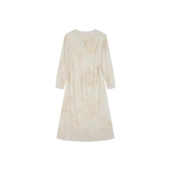 IHIMI Long Sleeved Dress Women's Yellow Cream