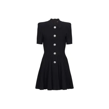 BALMAIN Flared Ribbed knit Minidress