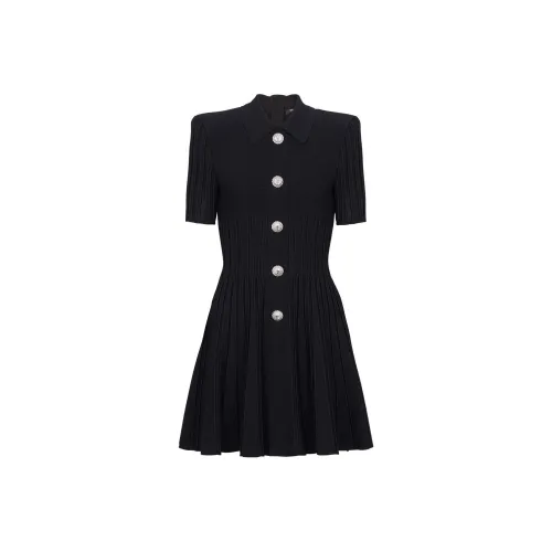 BALMAIN Flared Ribbed knit Minidress