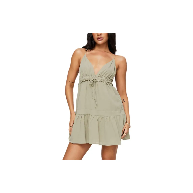 PRINCESS POLLY DIONNE MINI DRESS Slip Dresses Women's OLIVE/Olive-0