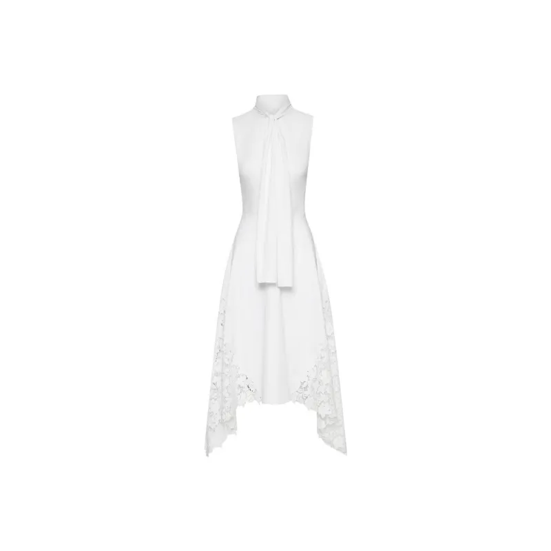 OSCAR DE LA RENTA Gardenia Lace-detail Cotton Poplin Dress-0