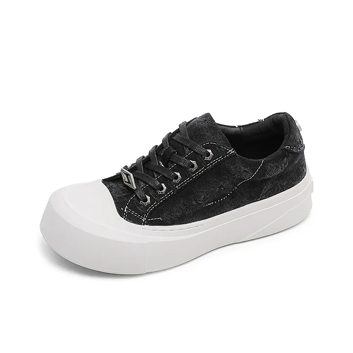 Angelmi Coverage Abrasion Resistant Low Top Skateboard Shoes Men's Washed Black-1