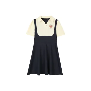 SYEEE WITH U Short Sleeved Dress Women's Navy Blue