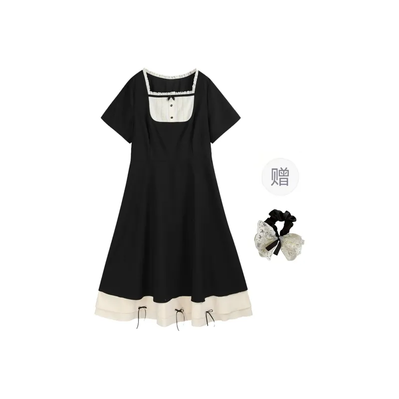 PAVEA Short Sleeved Dress Women's Black-0