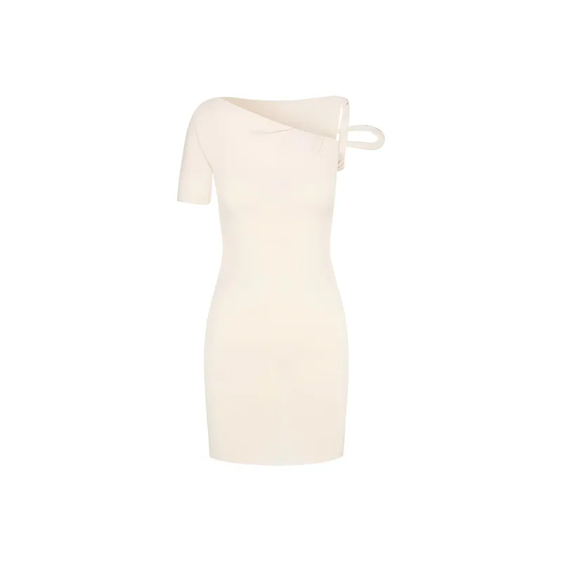 Khy DROP 004 Sueded Stretch Twist Mini Dress Short Sleeved Dress Women's Stone/Stone Color-0