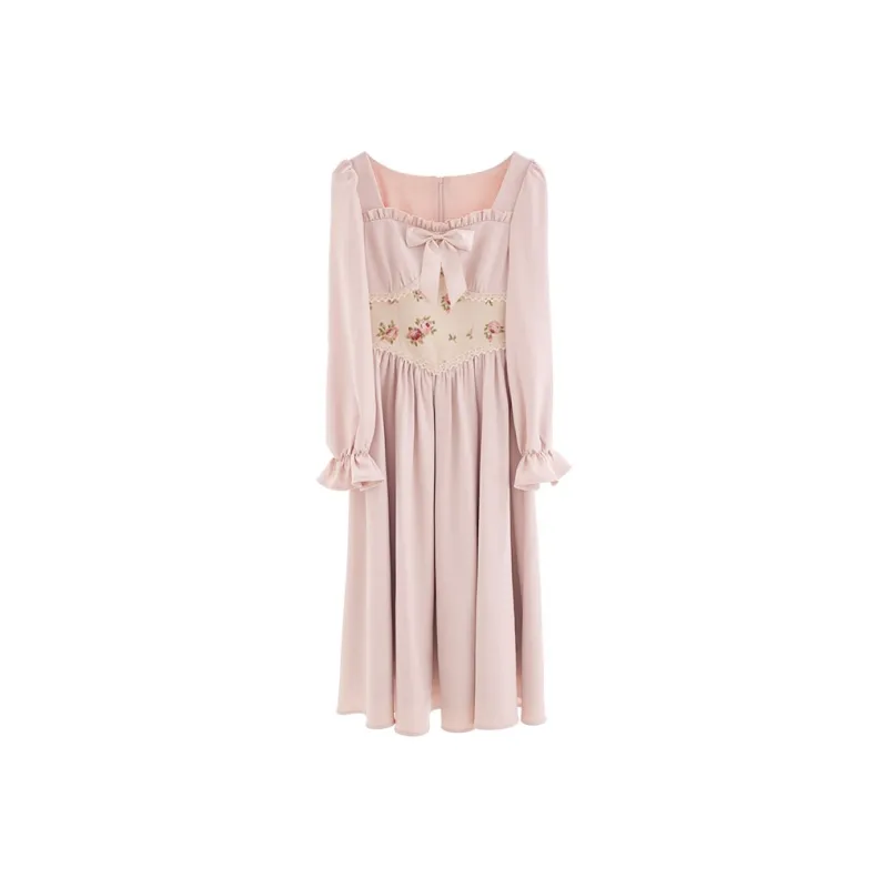 Blovelan Long Sleeved Dress Women's Peach Pink-0