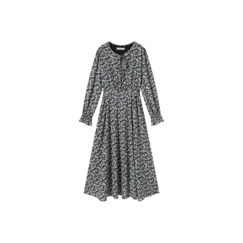 DIALOGUE Long Sleeved Dress Women's Black And White Floral