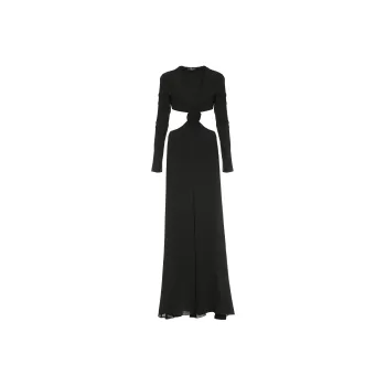 Blumarine Rose Detailed Cut Out Long Dress