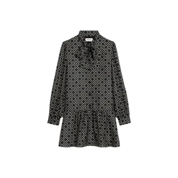 CELINE Basque Mini Dress In Silk Twill