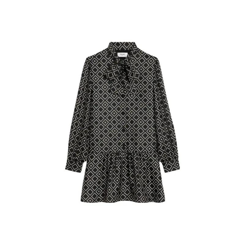 CELINE Basque Mini Dress In Silk Twill-0