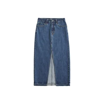 Hollister Denim Long Skirts Women's Dark Color