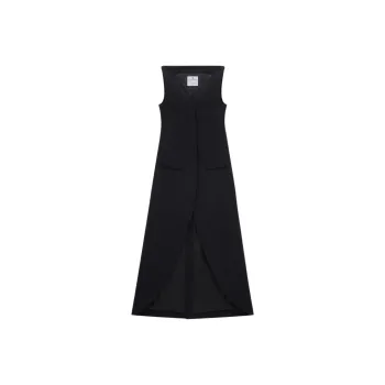 COURREGES SS24 ELLIPSE LIGHT CREPE LONG DRESS Sleeveless Dress Women's Black