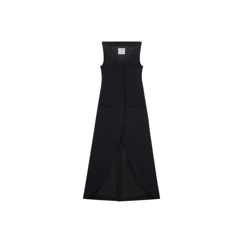 COURREGES SS24 ELLIPSE LIGHT CREPE LONG DRESS Sleeveless Dress Women's Black-0