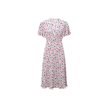 DVF Diane Von Furstenberg FW23 Short-Sleeved Dresses Women's Pink Blue