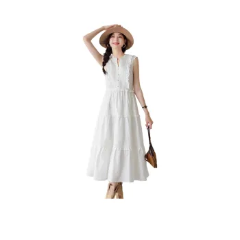 Pumpkin Valley Sleeveless Dresses Women's Cold Summer Milkshake White