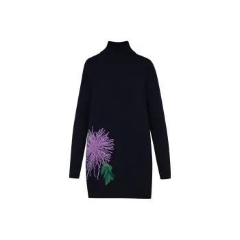 Oscar De La Renta Chrysanthemum Jacquard Jumper Dress