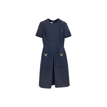 Valentino SS24 Short Sleeved Dresses Women's Navy