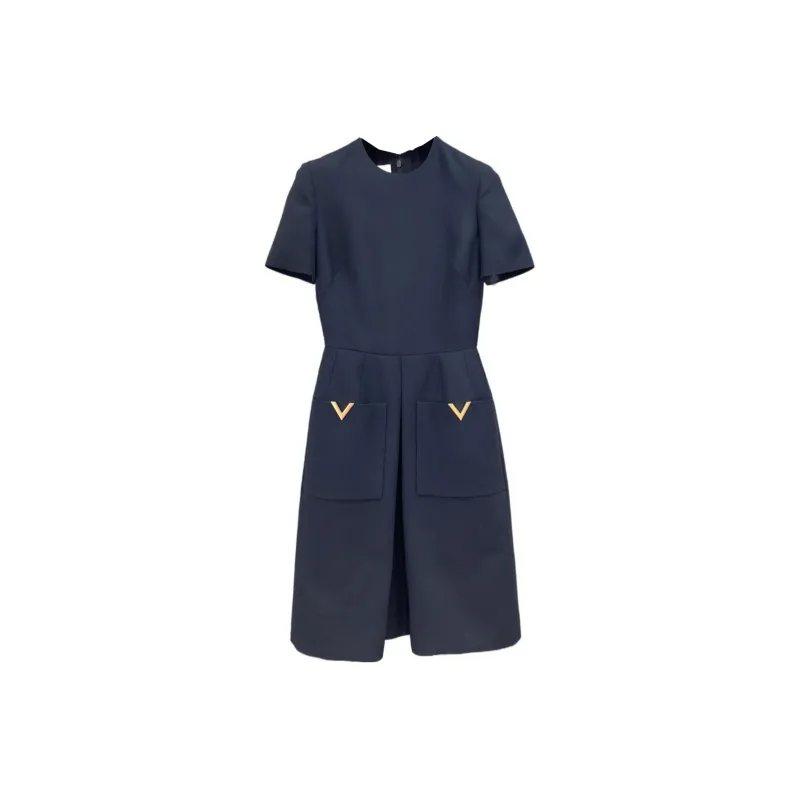 Valentino SS24 Short Sleeved Dresses Women's Navy-0