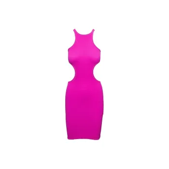 REINA OLGA Halter Neck-Out Ribbed Dress
