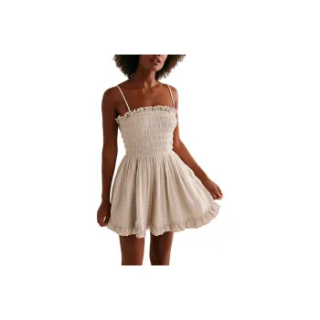 FREE PEOPLE Josephine Bustle Mini Slip Dresses Women's Pumice Stone/Float Stone