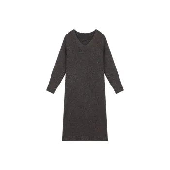 ELF SACK Long-Sleeved Dresses Women's Vintage Coffee