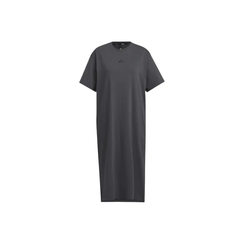 Adidas Wording Short Sleeved Dresses Women's Gray-0