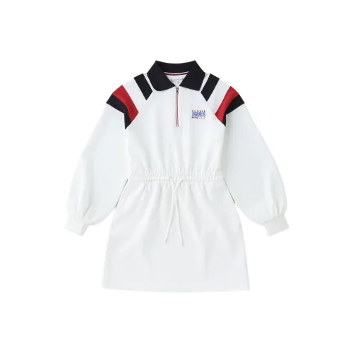 tommy color Hilfiger TEAM POLO DRESS Long Sleeved Dresses Women's White