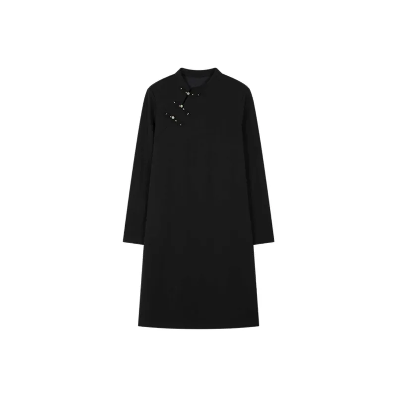 Mo Han Yi Mei Long Sleeved Dress Women's Black-0