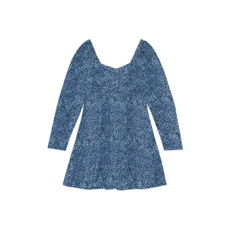 GANNI Printed Square Neck Crepe Mini Dress-0
