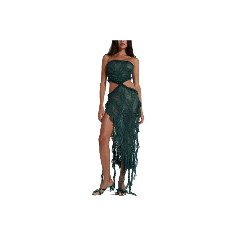 Jaded London Fatale Collection Sleeveless Dress Women's Forest Green-0