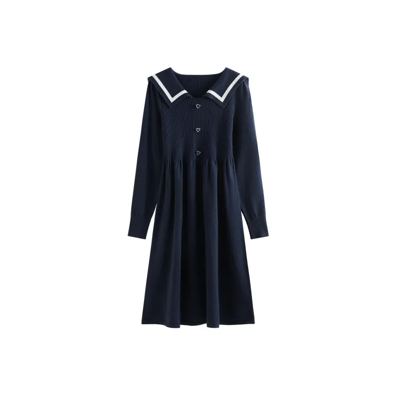FANSILANEN Long-Sleeved Dresses Women's Navy Blue-0