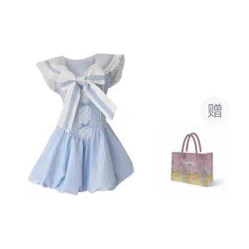 TASTILY Short Sleeved Dress Women's Light Blue