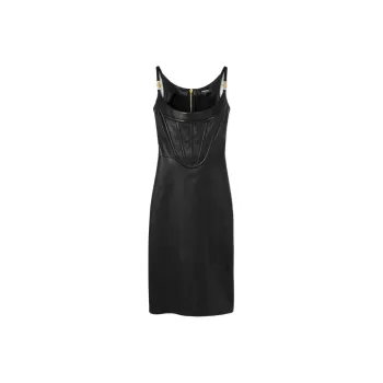 VERSACE Corset style Leather Midi Dress