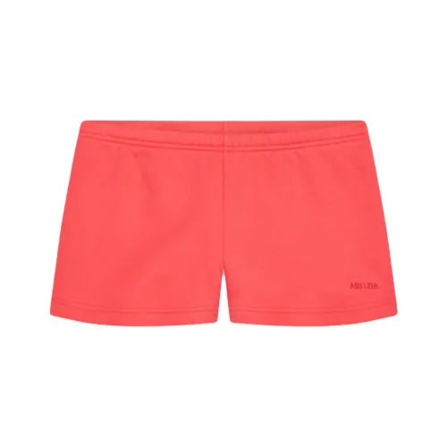 ARITZIA Cozy Sweatfleece Boyfriend Lo-Rise Mini Short Casual Shorts Women's Cherry Red/Cherry Red