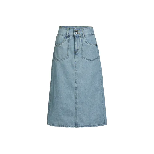 MTHE Denim Long Skirt Women's Blue