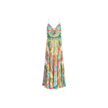 Camilla Baroque-pattern Silk Dress