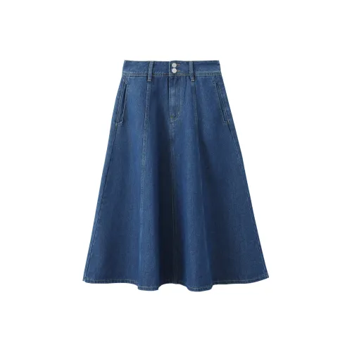 VIMLY Denim Long Skirt Women's Denim Blue