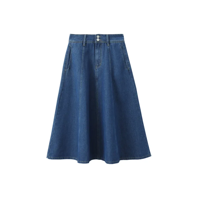 VIMLY Denim Long Skirt Women's Denim Blue-0
