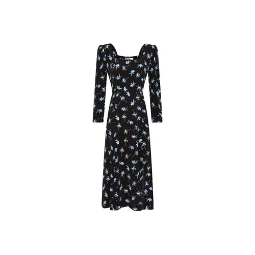 DVF 블랙 여성 긴팔 원피스